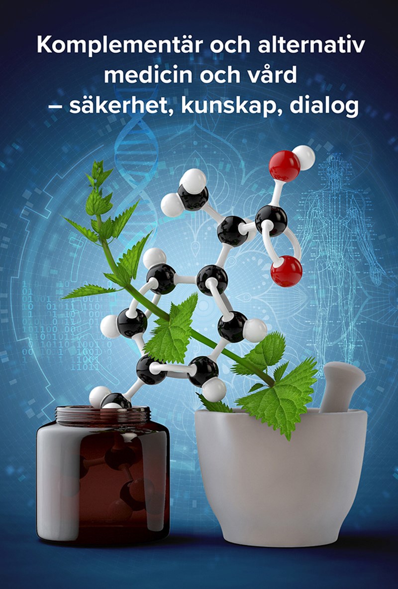 medical illustration of A book cover illustration for the report issued by the Swedish Government and Ministry of Health and Social Affairs on complementary and alternative medicine. The report investigates whether it is possible to combine it with the modern medicine and healthcare.