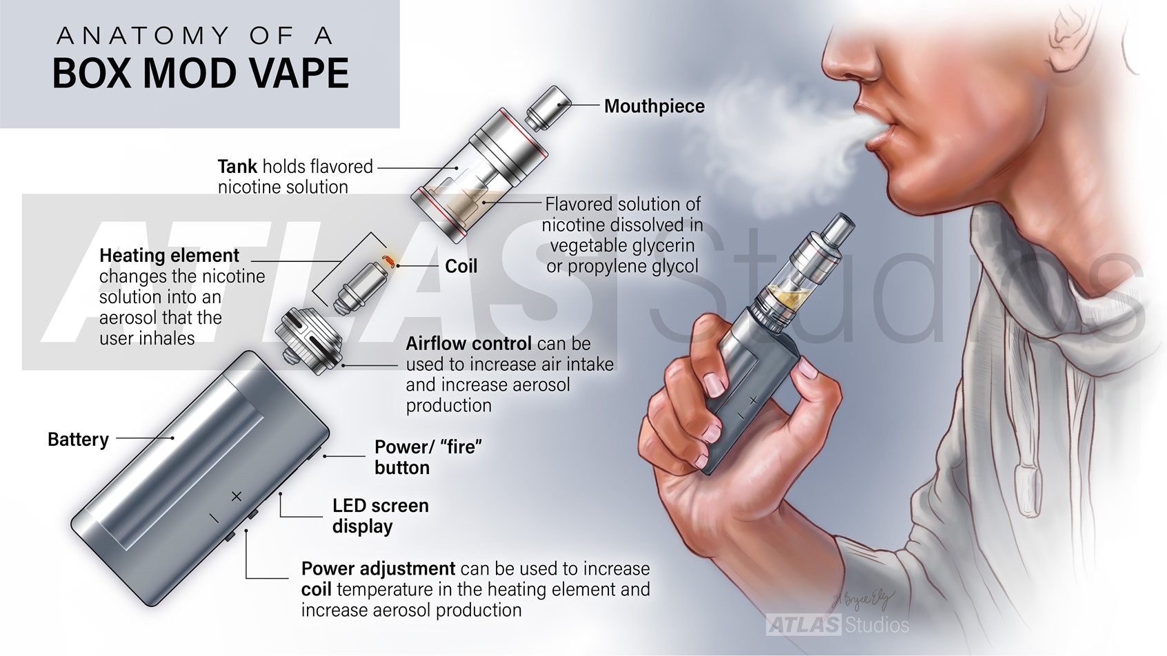 parts of a box mod Anatomy of a Box Mod Vape Illustration by ATLAS Studios