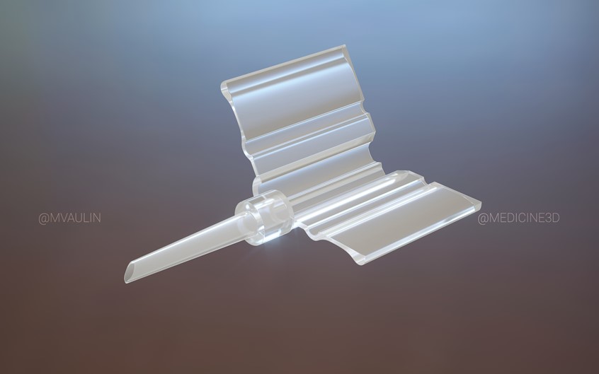 medical illustration of 3d model of IOL injector сartridge. It used to inject flexible IOL inside the human eye during a phacoemulsification operation thought small incision about 2 mm in size.